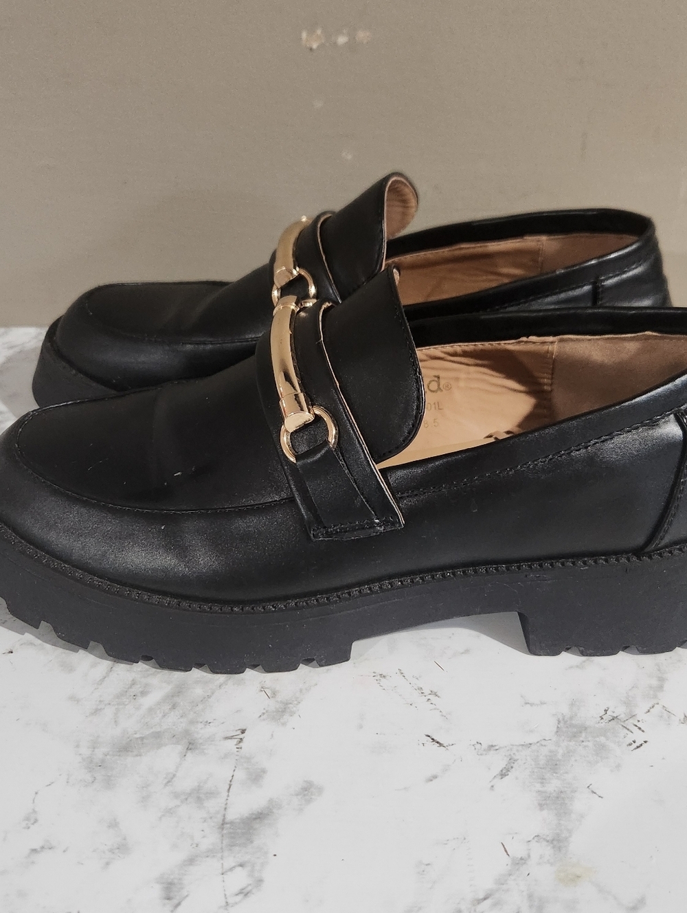 Mudd platform loafers black gold 8.5 - Picture 2 of 7